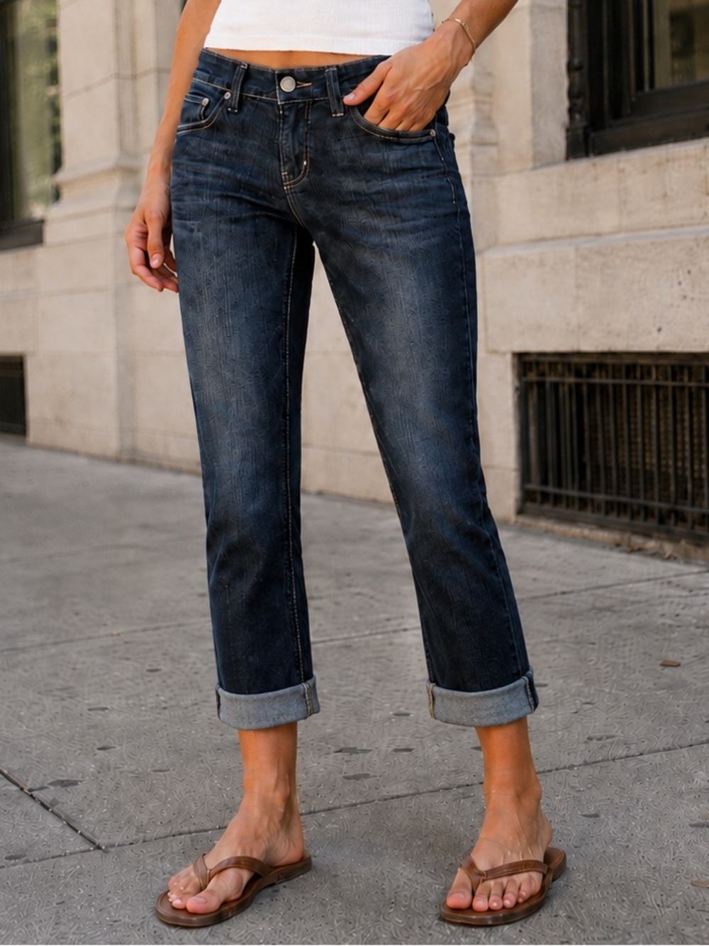 Silver Jeans Dark Blue Cropped Ankle Jeans